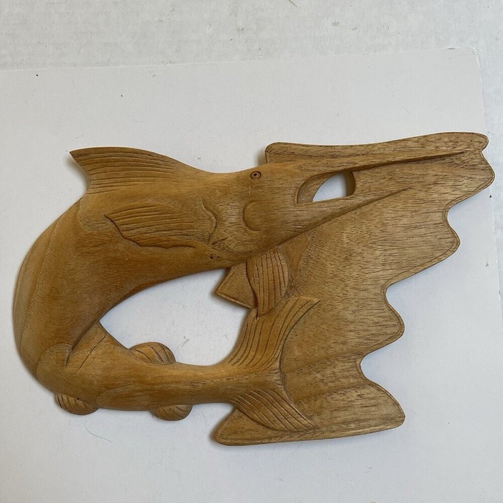 Hand Carved Wood Sailfish‎ Swordfish Marlin Wall Hanging Nautical Fish Plaque